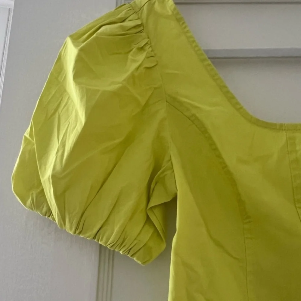 NWT J. Crew Puff Sleeve Squareneck Top in Cotton Poplin Lemon Sorbet Size 8